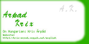 arpad krix business card